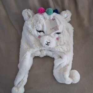 SO Kids Unicorn Plush Hat - White with Pink and Blue Details